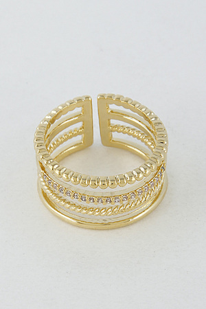 Open Thick Multi Layer Ring With Rhinestones 6HAH10